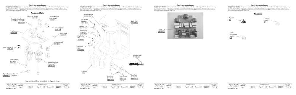 Diagram Diagram and Parts List for HMD400P-SA  Hamilton Beach Drink Mixer